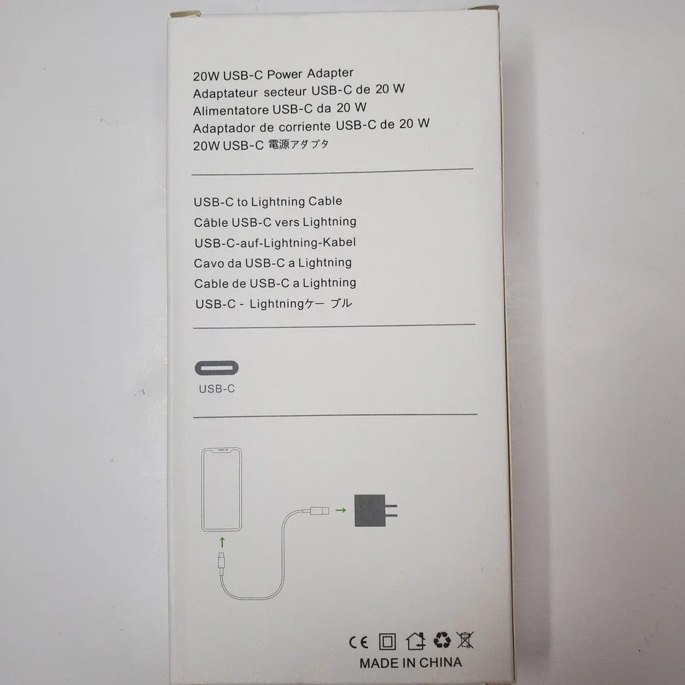 20W USB-C Power Adapter and USB-C to Lightning Cable White Charging Kit - Picture 2 of 2